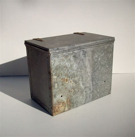 metal box antique logo galvanized hinged decorative|antique metal boxes with lids.